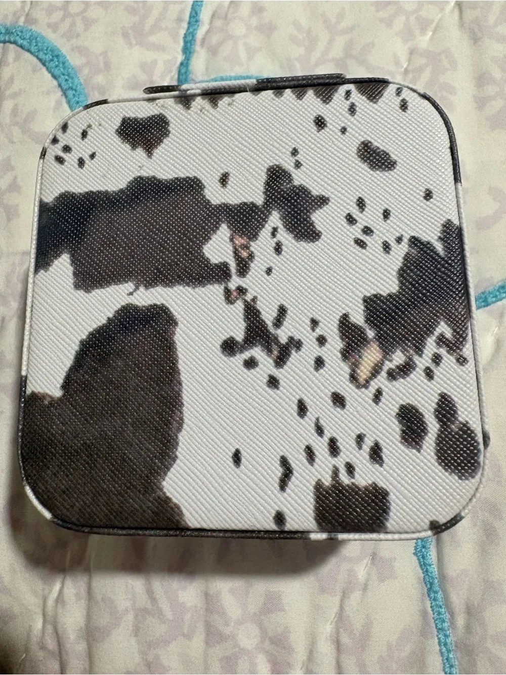 Cowhide Print Jewelry Case - Brown and White